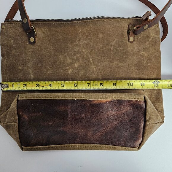 Canvas Shoulder Bag In Blue Waxed Canvas Farmers Market Tote Shoulder Bag - Picture 13 of 16